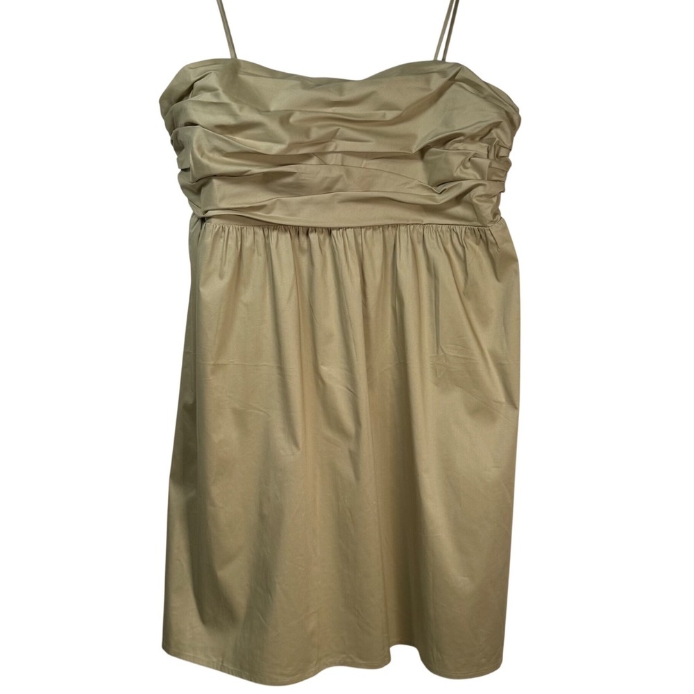 Express Khaki Ruched Smocked Back Fit & Flare Mini Dress Size Large‎